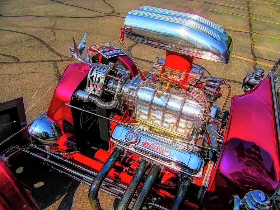 Supercharged Plymouth 383 Hot Rod Engine Photograph by DK Digital