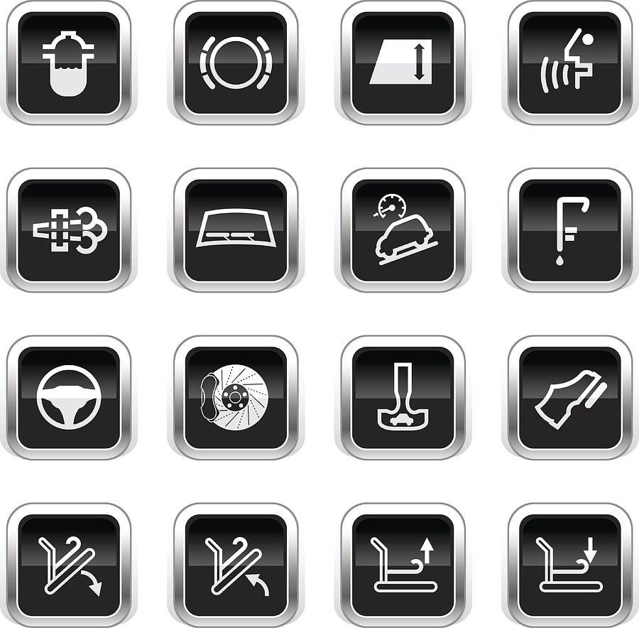 Supergloss Black Icons - Car Control Indicators Drawing by Aaltazar