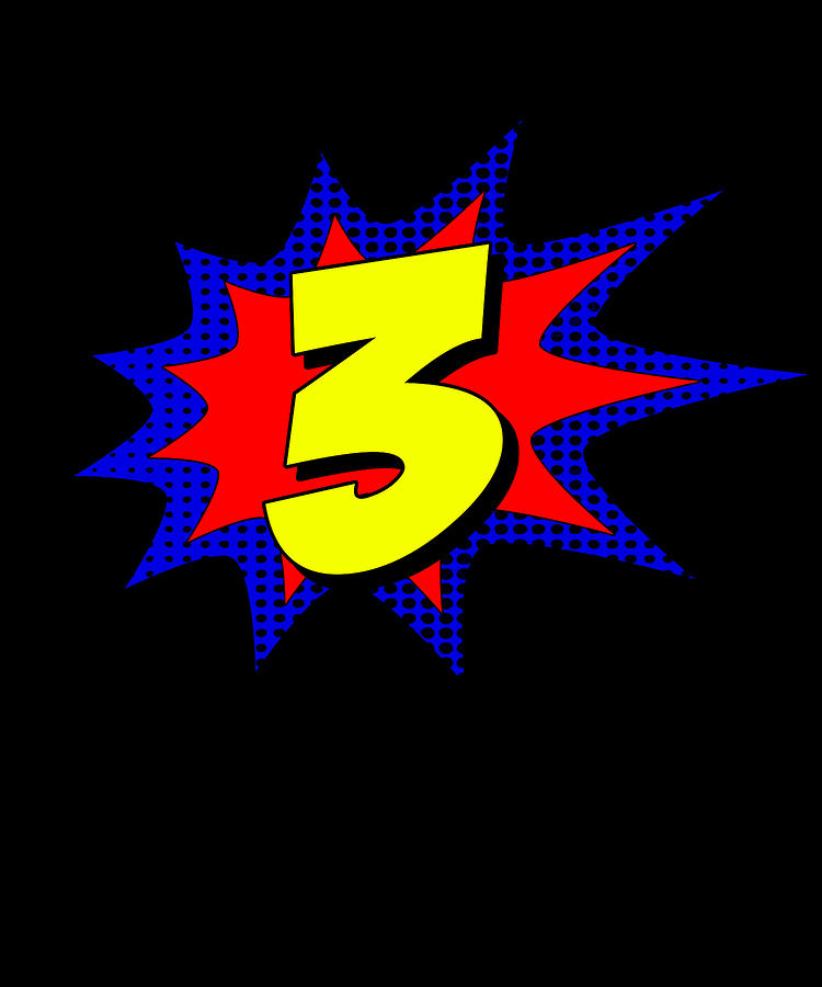 Superhero 3 Years Old Birthday Digital Art by Flippin Sweet Gear