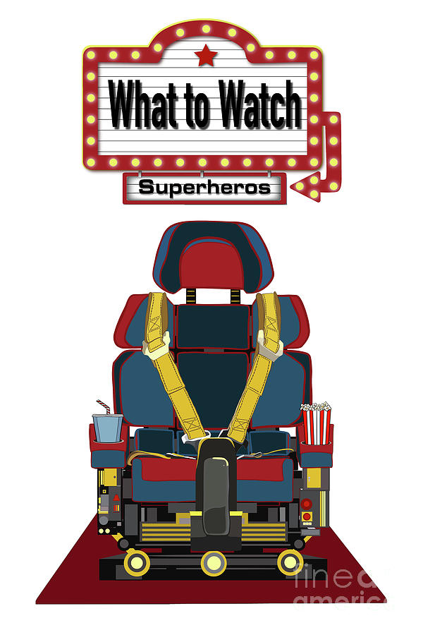 Superhero Movie Chair with Cinema Sign - Home Theater Decor Digital Art by Patricia Awapara