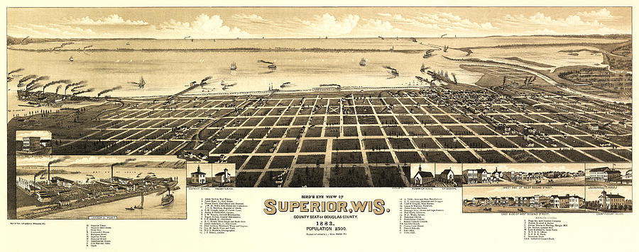 Superior, Wisconsin, 1883 Drawing by Henry Wellge