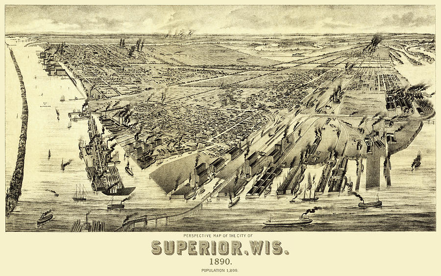 Superior, Wisconsin, 1890 Drawing by Henry Wellge