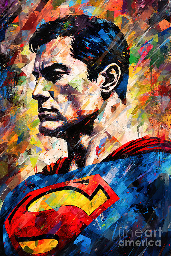 Superman Painting - Superman Abstract  by Mark Ashkenazi