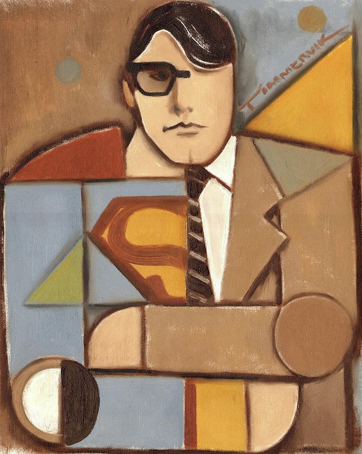 Superman Painting - Superman Clark Kent Painting by Tommervik