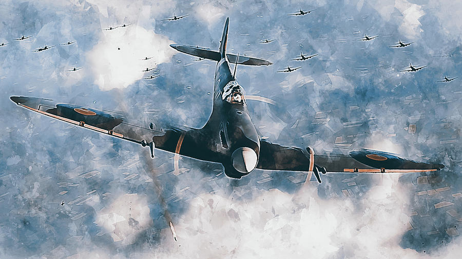 Supermarine Spitfire - 45 Painting by AM FineArtPrints