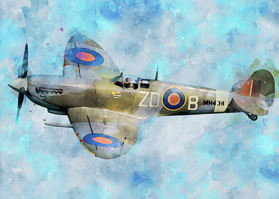 Supermarine Spitfire in flight, 01 Painting by AM FineArtPrints