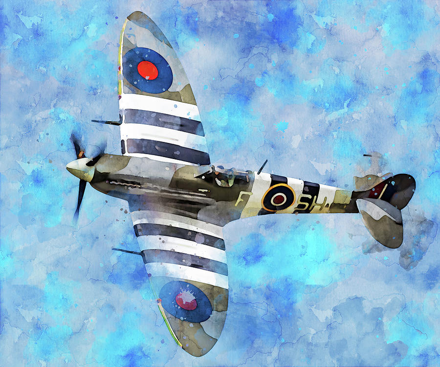 Supermarine Spitfire in flight, 02 Painting by AM FineArtPrints