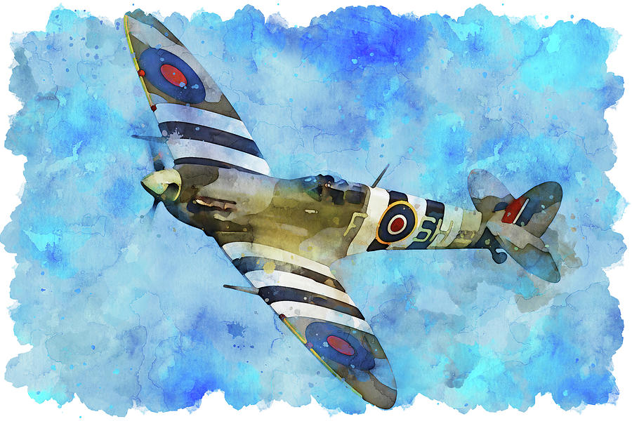 Supermarine Spitfire in flight, 03 Painting by AM FineArtPrints
