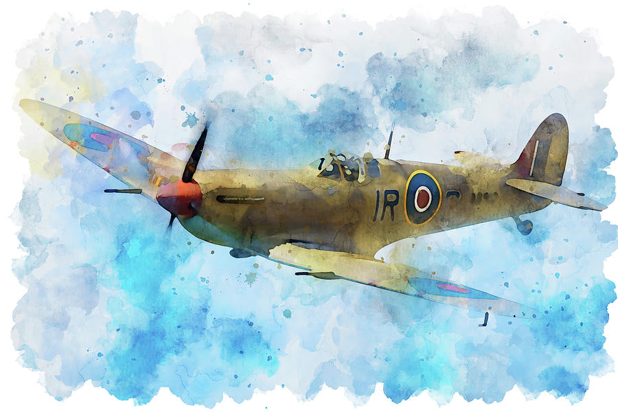 Supermarine Spitfire in flight, 04 Painting by AM FineArtPrints