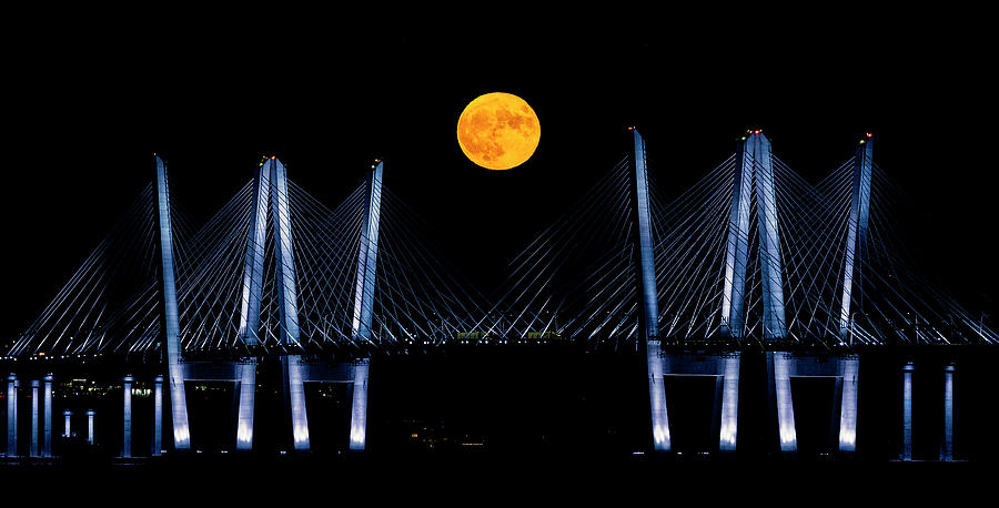 Supermoon Over Bridge Photograph by Fran Gallogly