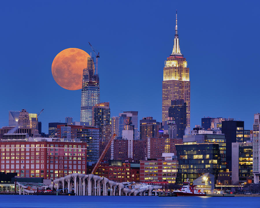 Supermoon Over Manhattan Photograph