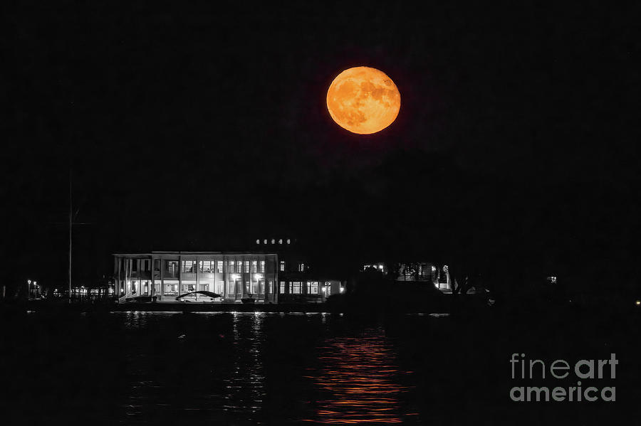 Supermoon Over Mansion Photograph by Charline Xia