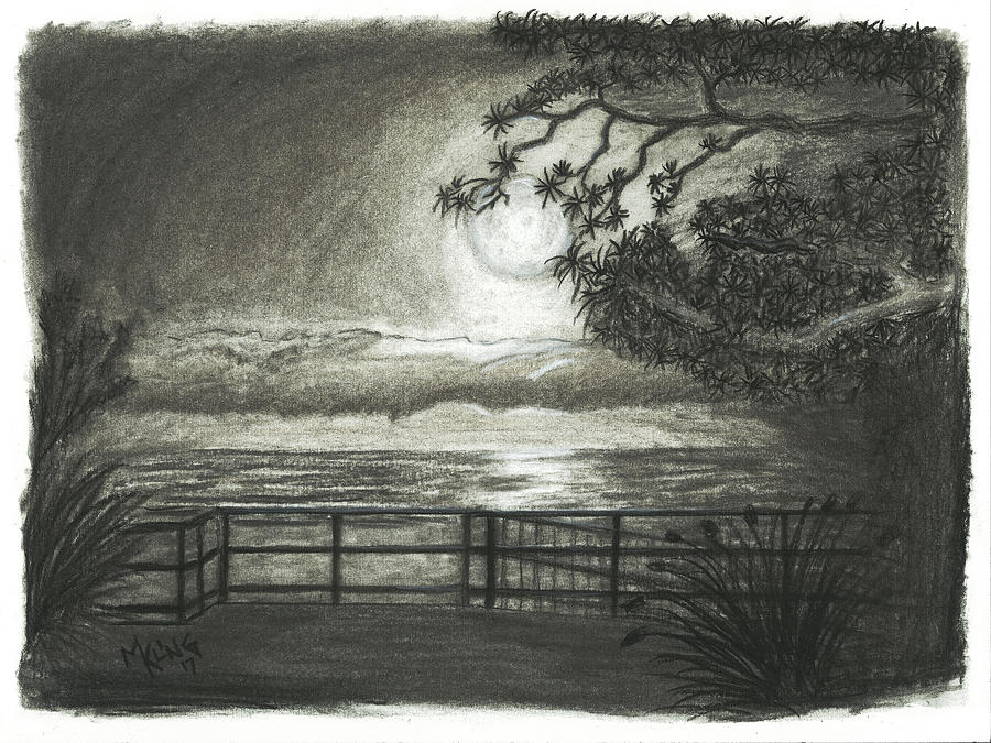 SuperMoon Rise One Drawing by Mike Kling