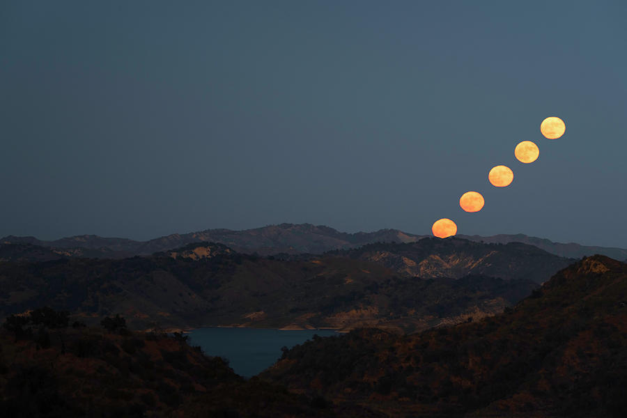 Supermoon Stack Over Lake Casitas Photograph by Lindsay Thomson