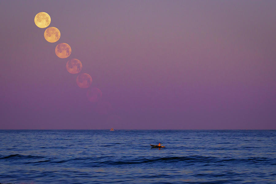 Supermoon Stack Over the Ocean Photograph by Lindsay Thomson
