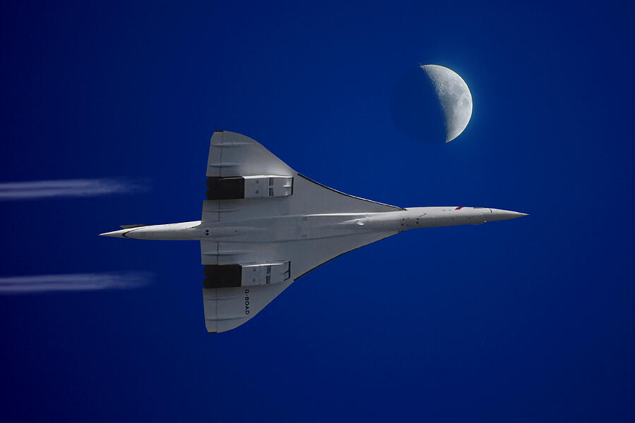 Supersonic Moon Concorde SST Mixed Media by Erik Simonsen