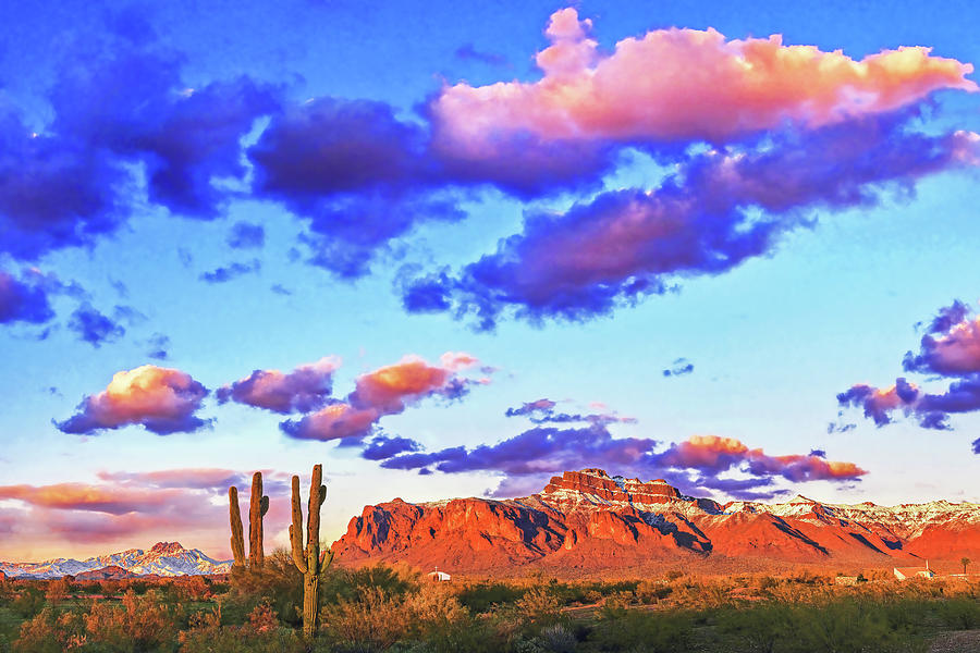 Superstition Mountains And Four Peaks, Arizona, In Winter Splendor Photograph by Don Schimmel