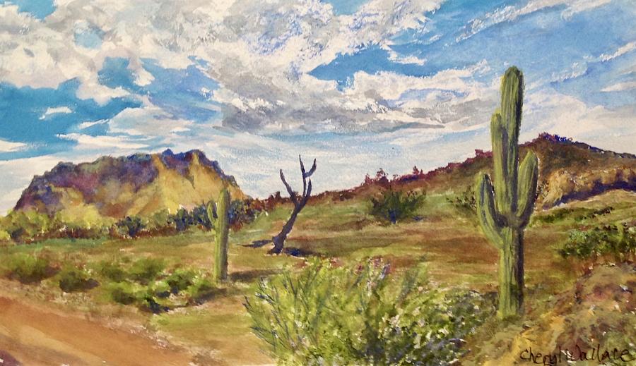 Superstition Skies Painting by Cheryl Wallace