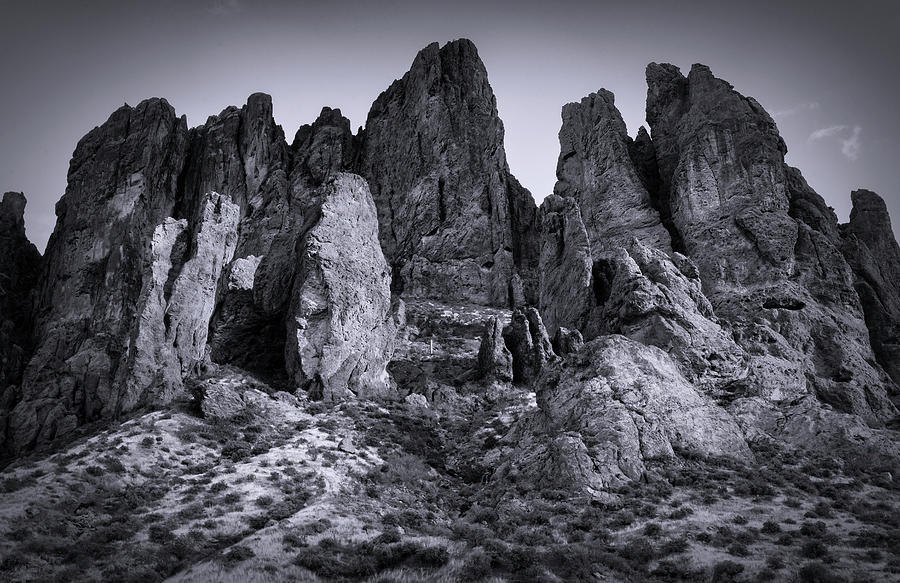 Superstition Spires In Black And White  Photograph by Saija Lehtonen
