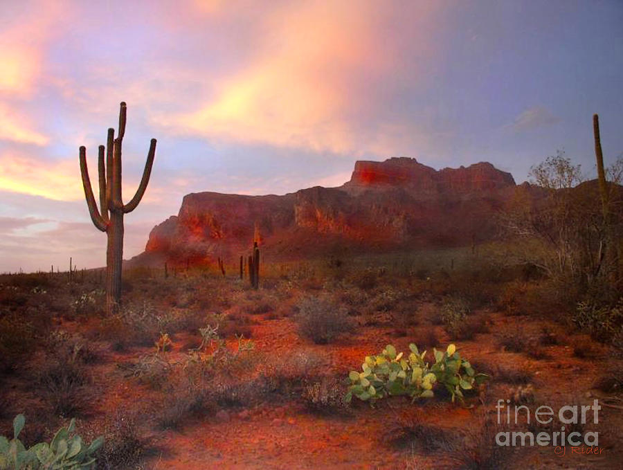 Sunset Photograph - Superstitions by CJ  Rider
