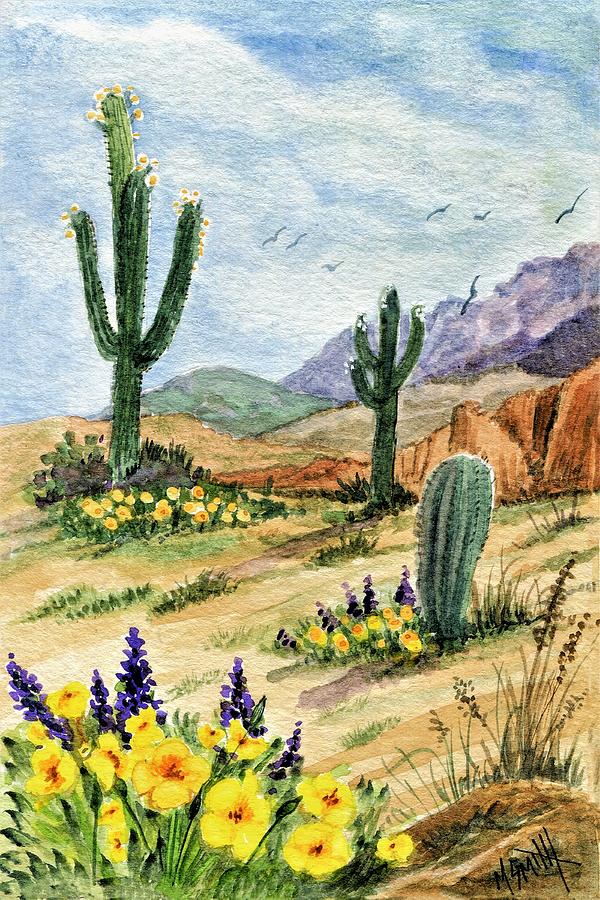 Superstitions in bloom  #1 Painting by Marilyn Smith