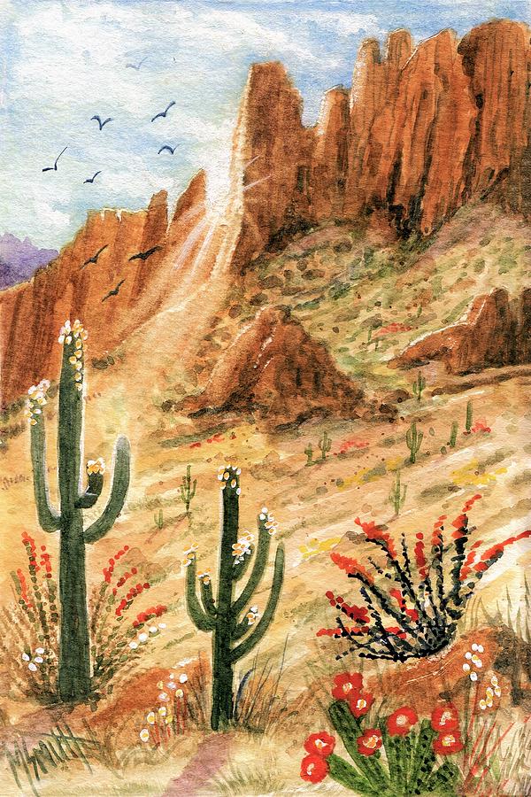 Superstitions in bloom  #2 Painting by Marilyn Smith