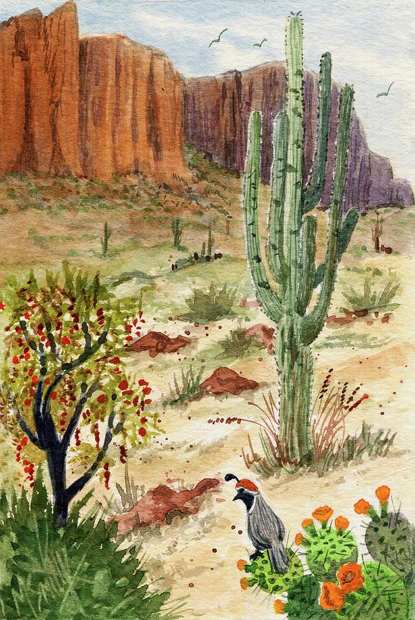 Superstitions in bloom  #3 Painting by Marilyn Smith