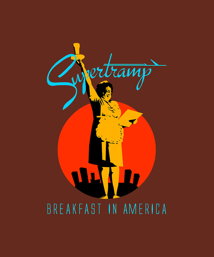 Christian Cross Painting - Supertramp Breakfast in America  White   yellow by Sonia James