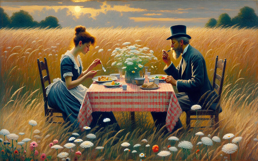 Sunset Photograph - Supper in a Field of Wheat by Bill Cannon