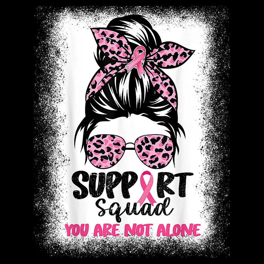 Support Squad Messy Bun Pink Warrior Breast Cancer Awareness Digital