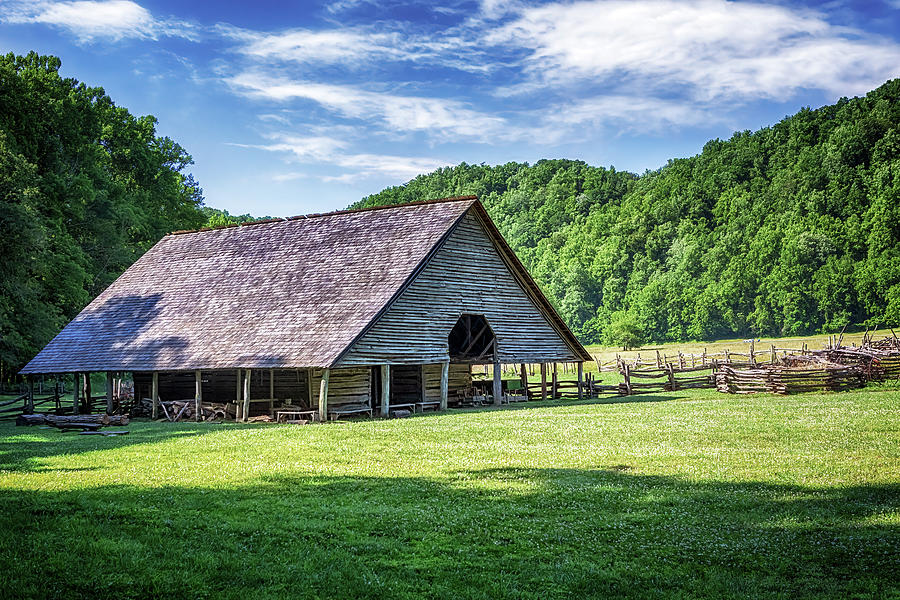 Supported Cantilevered Barn - Smoky Mountains Photograph by Susan Rissi Tregoning