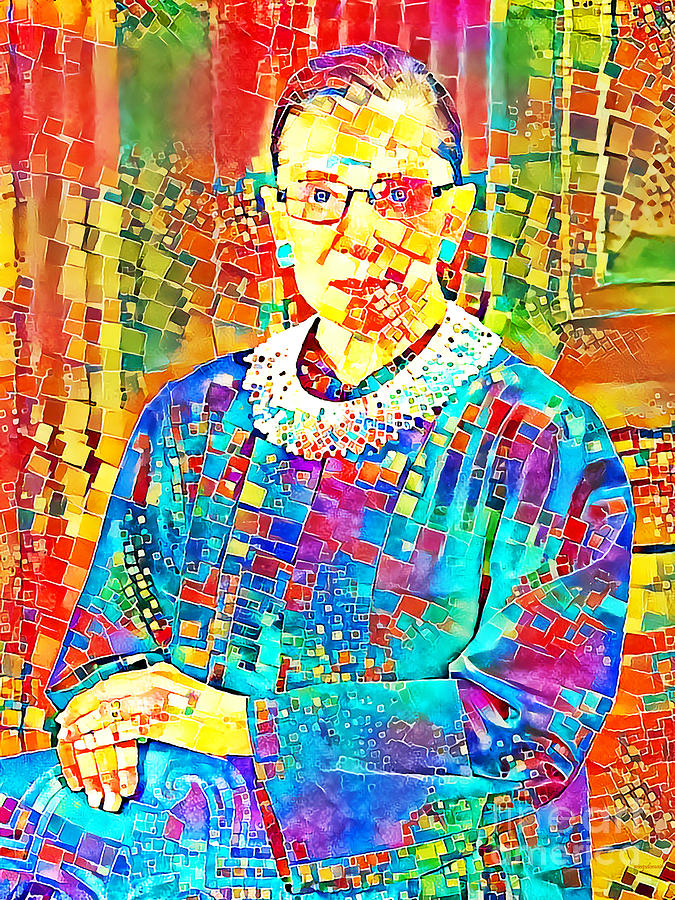 Supreme Court Justice Ruth Ginsburg Notorious RBG in Vibrant Contemporary Mosaic 20201011 v3 Photograph by Wingsdomain Art and Photography