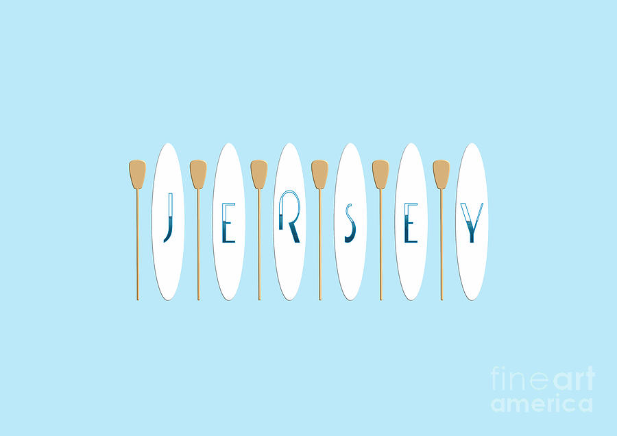 SUPS and Paddles with Jersey Text Minimalist Design Digital Art by Barefoot Bodeez Art