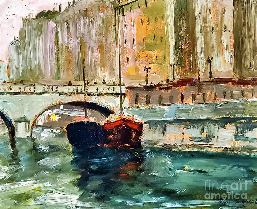 Sur La Seine by Paul Barnard Earle 1922 Painting by Paul Barnard Earle