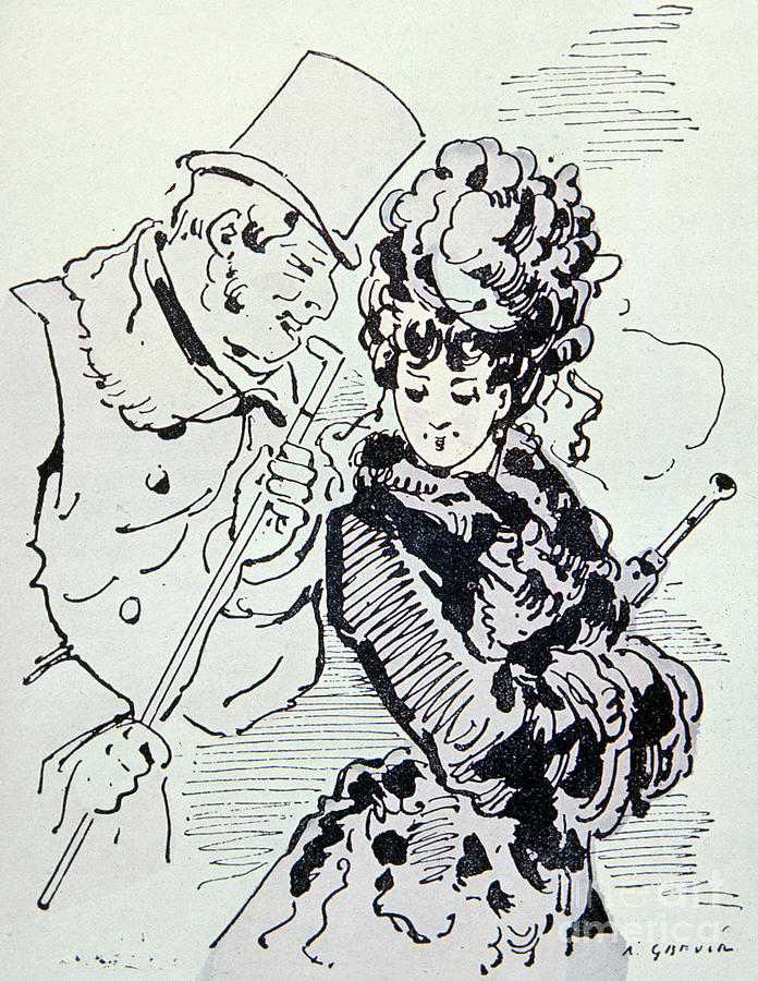 On Asphalt, illustration from Les Parisiennes Drawing by Alfred Grevin