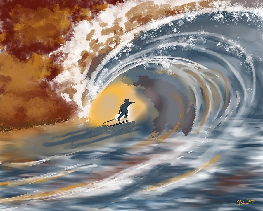 Surf Digital Art by Serenity Studio Art