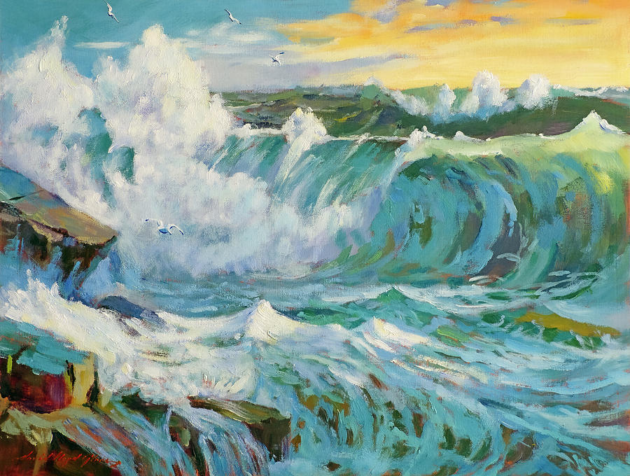 Surf At Big Sur Painting by David Lloyd Glover