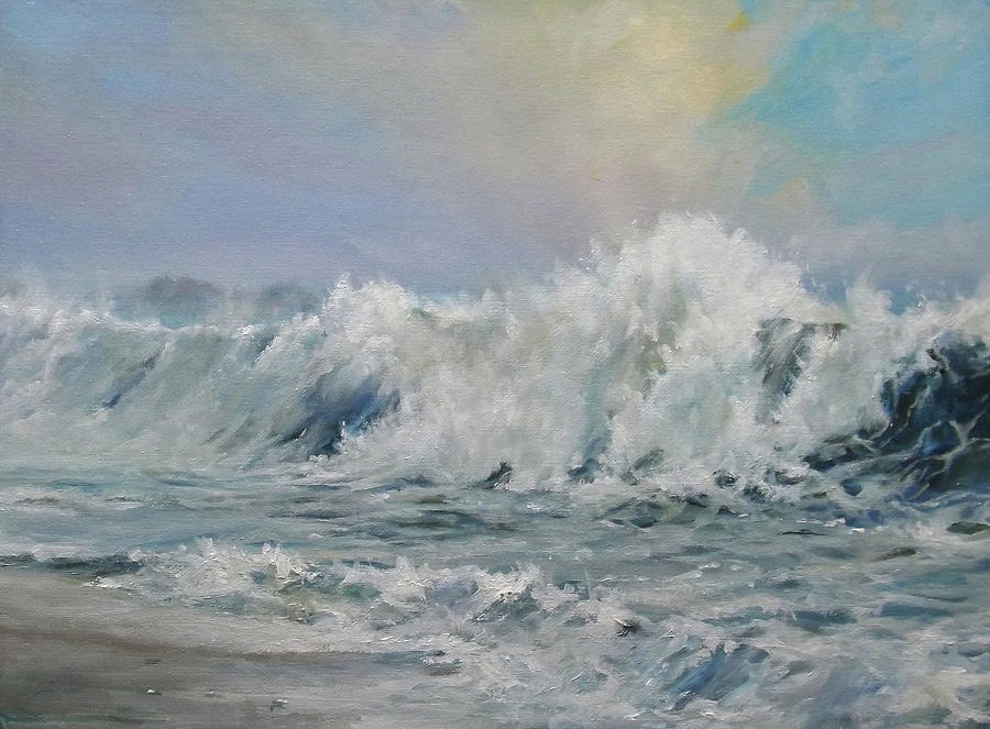 Surf At Porthcurnow Painting by Barry BLAKE