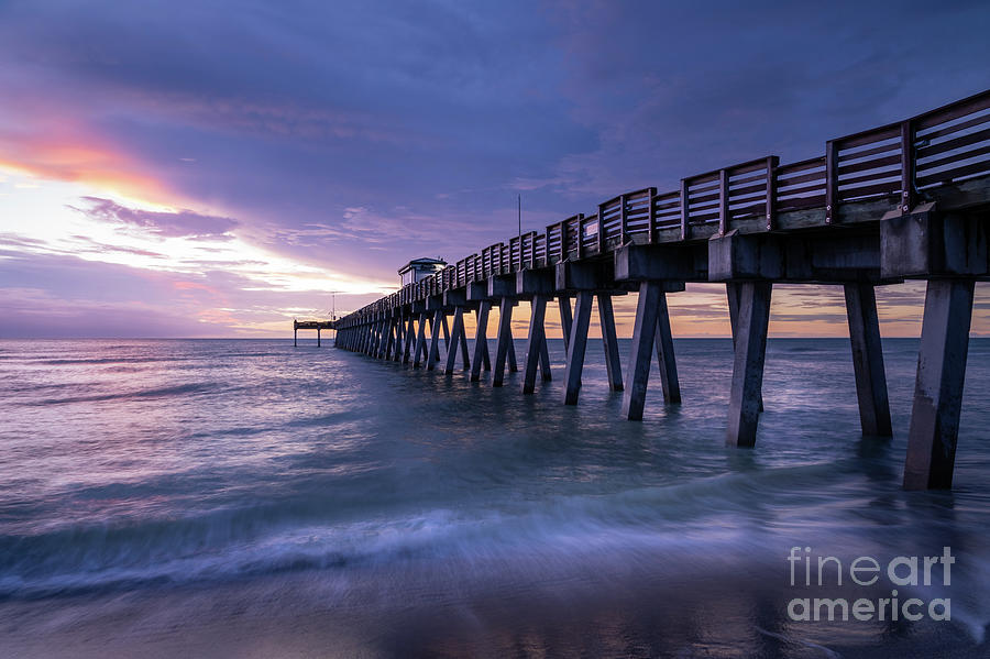 Surf at Venice Fishing Pier, Blue Hour Photograph by Liesl Walsh