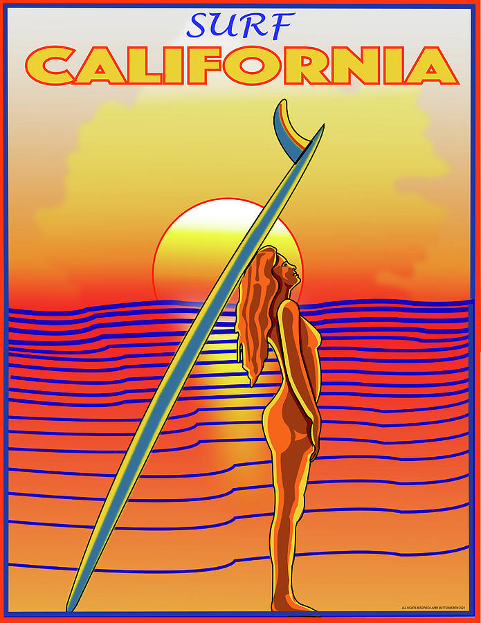 Surf California Digital Art by Larry Butterworth