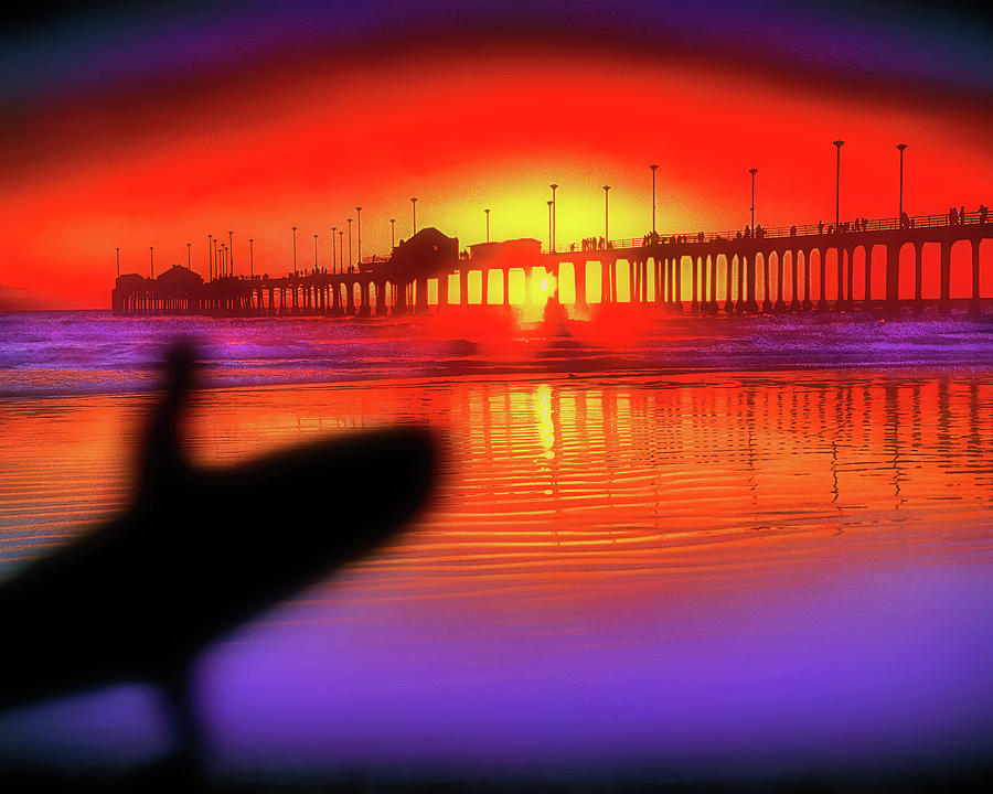Surf City Surfer, Huntington Beach Pier, California Photograph by Don Schimmel