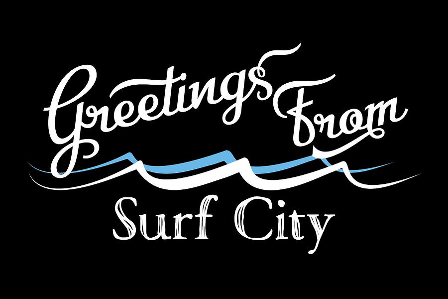 Surf City Digital Art - Surf City Water Waves by Flo Karp