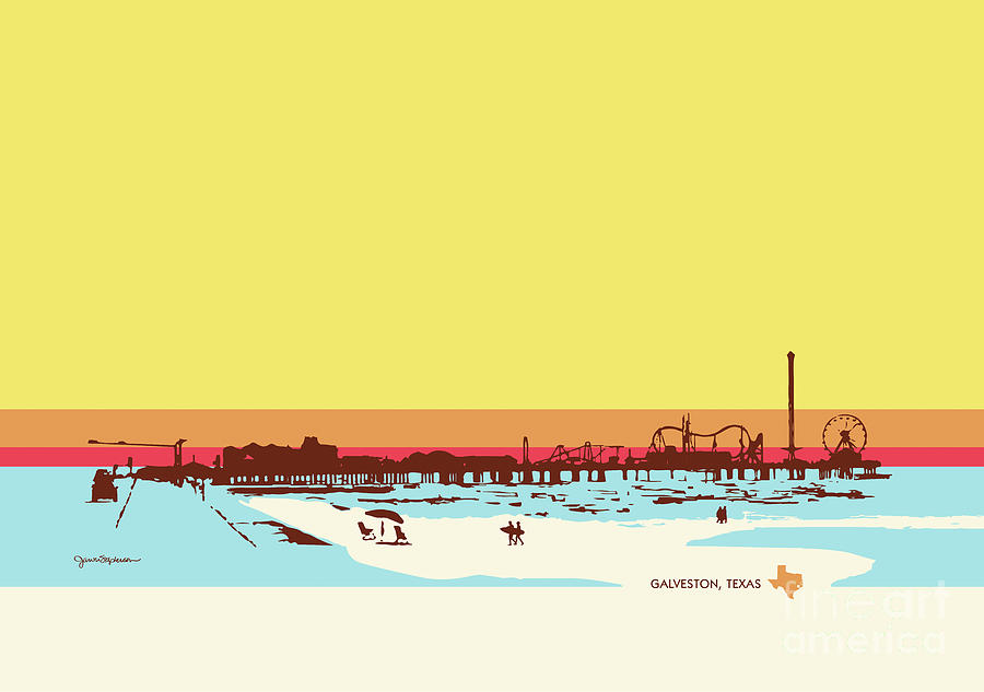 Surf Days - Galveston Island, Texas Digital Art by Jan M Stephenson