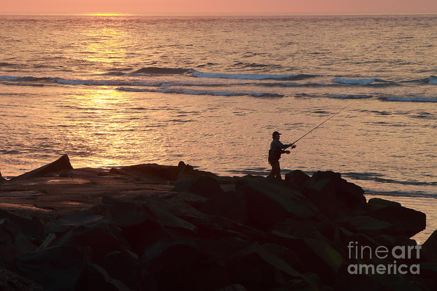 Surf Fishing at Dawn Photograph by John Van Decker
