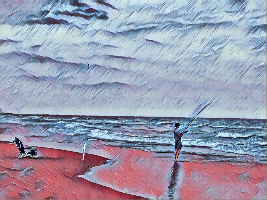 Surf Fishing At Sunset Digital Art