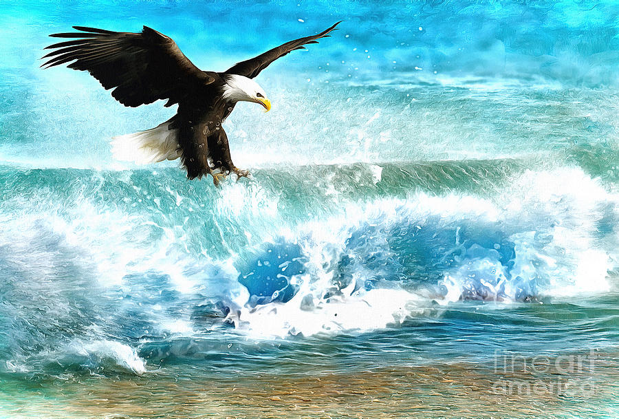 Surf Fishing Eagle-Style Digital Art by Judi Bagwell