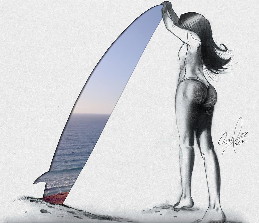 Beach Mixed Media - Surf Girl by Michael Stanford