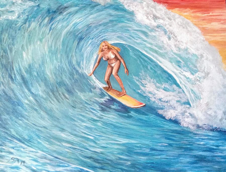 Surf Girl  Painting by Sonya Allen
