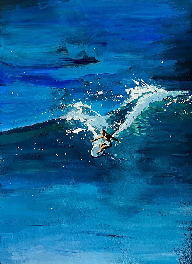 Surfing Painting - Surf Into the Unknown by Soleste Chen Grade 4 by California Coastal Commission