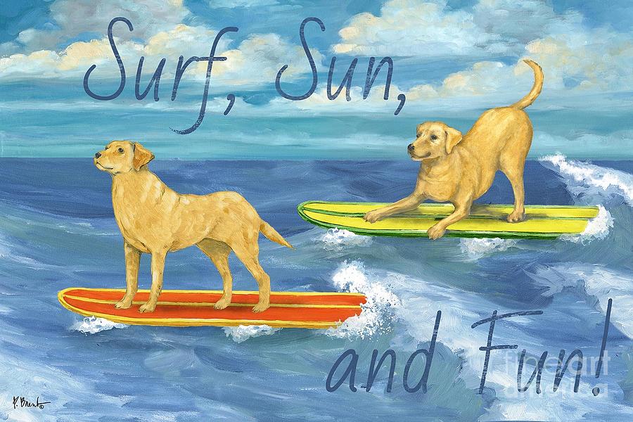 Dog Painting - Surf Pup Horizontal by Paul Brent